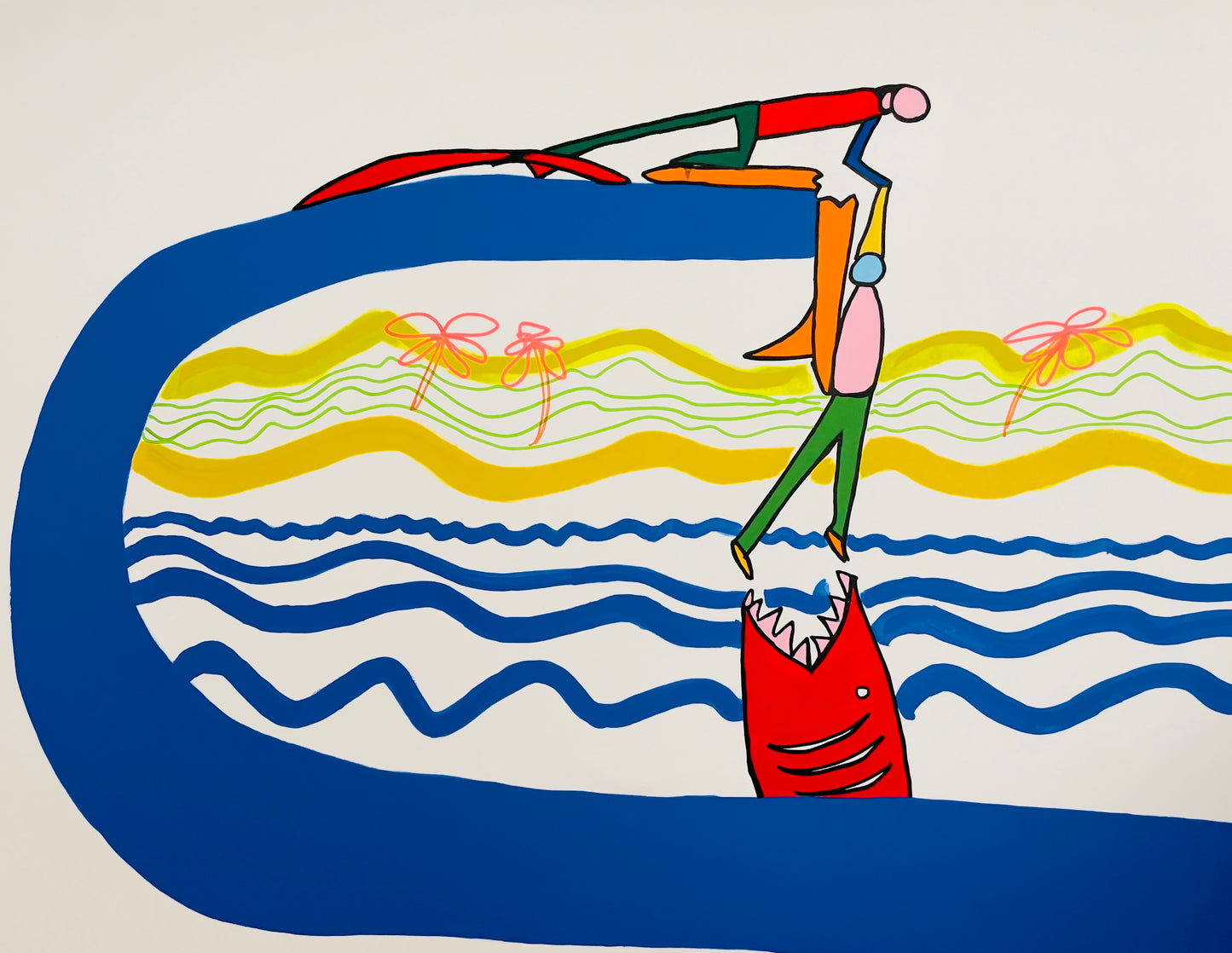 Tableau Surfing in Tahiti (can be dangerous) - juanmartinezstudio